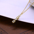 wholesale 9K gold Japanese minimalist luxury fashion necklace, geometric white topaz elegant and delicate niche-0-1