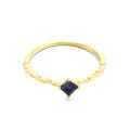 wholesale 9K Gold Minimalist and Versatile Wholesale Jewelry, New Stackable Princess Cut Blue Gemstone Ring-0-4