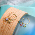 wholesale 9K Gold Fashionable and Versatile Trendy Earwear, Colorful Crystal Ear Crawler for Women, Simple and Fresh-0-2