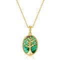 wholesale 925 Silver Minimalist Style Tree of Life Malachite Pendant, European and American Fashion Branch Oval Geometric Pendant Wholesale-0-5