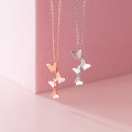 wholesale S925 silver forest-style sweet butterfly element necklace for women, elegant Korean-style sweet collarbone chain D7878-0-1