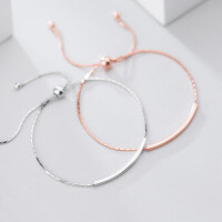 wholesale S925 silver women's Korean-style minimalist hollow curved tube bracelet cute and elegant bead accessory S3739-S925 Silver Bracelet-Silver Model 925 Silver
