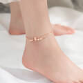 wholesale S925 Sterling Silver Korean-style Minimalist Matte Beaded Ankle Chain for Women, Elegant Double Layer Silver Bead Artistic Ankle Jewelry S3784-0-0