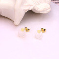 wholesale 9K Gold New Trendy Niche Design Ocean World White Crystal Shell Earrings, Simple and Versatile-0-1