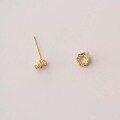 wholesale 9K gold fashion trendsetter zirconia pierced floral mini Korean-style delicate cute student earrings-0-2
