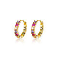 wholesale 925 Silver Stylish Small Colorful Diamond Ear Clips for Women, Fashion Korean Short Hoop Earrings-0-4