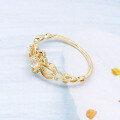 wholesale 14K Gold Retro Hollow Floral Pattern White Topaz Ring, Daily Korean Dongdaemun Fashion Wholesale Minimalist Versatile Accessories-0-1