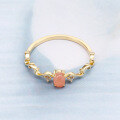 wholesale 9K gold lightweight jewelry new wave ring with rhodochrosite, a romantic pink goddess piece exuding youthful charm-0-1