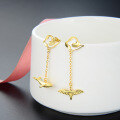 wholesale Gold-Plated S925 Silver Drop Oil Whale Long Ear Studs Japanese Korean Style Creative Asymmetric Bird Earrings-0-3