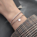 wholesale S925 Silver Korean Style English Bracelet for Women Fashion Double Layer Letter Charm Pendant Accessory S3870-0-0