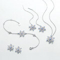 wholesale S925 silver white geometric minimalist fashionable blue spinel snowflake earrings for women, autumn winter new Christmas collection-0-2