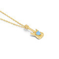 wholesale 9K Gold Musical Note Guitar Heart-Shaped Blue Opal Necklace Pendant, a Unique and Creative Gift-0-4