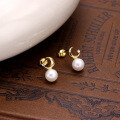 wholesale 9K Gold Japanese Light Luxury Jewelry Small Crescent Romantic Star and Moon Freshwater Pearl Earrings Women's Moon Earrings Simple and Versatile-0-2
