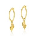 wholesale S925 Silver Plated 14K Gold Exaggerated European Style Golden Shell Mermaid Ear Hoops for Women Factory Wholesale-0-5