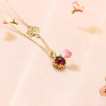 wholesale 9K gold Korean-style ins rose necklace with a girly heart, elegant pomegranate charm, versatile openwork pendant, and minimalist-0-1