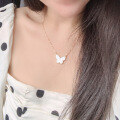 wholesale 925 Sterling Silver Exquisite Butterfly Necklace for Women, Korean-Japanese Style White Mother-of-Pearl Collarbone Chain, Fashion Minimalist Elegant Neck Accessory-0-3