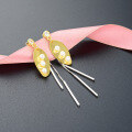 wholesale S925 Silver Gold-Plated Long Leaf Earrings Elegant Ethereal Fashion Women's Earrings Source Factory Wholesale-0-3