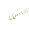 wholesale 9K Gold Japanese and Korean Minimalist Design Trendy Necklace Set, Elegant Office Style Moon Pearl Choker-0-4