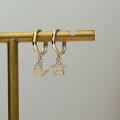 wholesale 9K Solid Gold Full Diamond Star and Moon Hoop Earrings with Micro-Set Zirconia Five-Pointed Star and Small Moon-0-0
