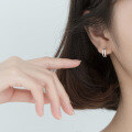 wholesale S925 Sterling Silver Fashion Korean Style Small Hoop Earrings with Simple and Elegant Double-Layer Hollow Clasp Trendy Eardrop E1386-0-1