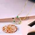 wholesale 9K Gold Korean Style New Green Forest Leaf Pendant Necklace, Fresh and Light Luxury, Exquisite Gift for Girlfriend on Holidays-0-3