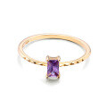 wholesale 9K gold light jewelry, Japanese and Korean retro rectangular light purple zircon ring for women, simple accessories wholesale-0-4