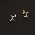 wholesale 9K Gold Stylish Shiny Line Five-Point Star Stud Earrings-0-1