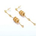 wholesale Sterling silver asymmetrical small waist tassel earrings for women, vintage luxury zircon gear set in gold-plated earrings wholesale-0-1