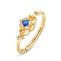 wholesale S925 Sterling Silver New Fairy Tale Princess Crown Ring for Women, Korean Princess Style, Blue Melon Cut Blue Spinel Ring-0-4