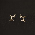 wholesale 9K Gold Stylish Shiny Line Five-Point Star Stud Earrings-0-0