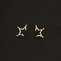 wholesale 9K Gold Stylish Shiny Line Five-Point Star Stud Earrings-9K per price