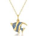 wholesale S925 Silver Summer Marine Clownfish Pure Silver Pendant Collarbone Chain Blue Tropical Fish Necklace for Women from Source Manufacturer-0-5
