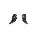 wholesale S925 Silver Korean Fashion New Earrings for Women, Creative Wing Design with Inlaid Black Zircon Ear Studs-0-4