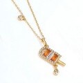 wholesale S925 Silver Summer New Orange Flavor Ice Pop Necklace for Women, Refreshing Ice Cream Nano Yellow Zircon Jewelry-0-2
