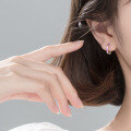 wholesale 925 Silver Stylish Small Colorful Diamond Ear Clips for Women, Fashion Korean Short Hoop Earrings-0-1