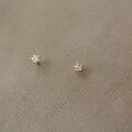 wholesale 14K solid gold zirconia mini star stud earrings, Korean and Japanese style, elegant and cute for women-0-2