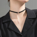 wholesale S925 silver minimalist circular flat fringe choker necklace with collar chain D3116-0-0