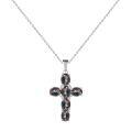 wholesale 925 Silver Pendant Necklace with Natural Gemstone Crystal Cross for European and American Women, Directly Supplied by the Manufacturer-0-14