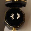 wholesale 9K Gold Zircon-Inlaid Small Petal Ear Studs, Exquisite and Fashionable for Women with Korean Style-0-1
