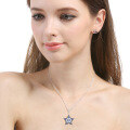 wholesale 925 Sterling Silver Full Diamond Five-Point Star Pendant Necklace, Small and Exquisite, High-End, Unique, Elegant Zircon Collarbone Chain for Women-0-3