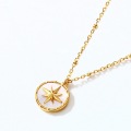 wholesale S925 Gold-Plated Metal Autumn Winter New Navigator White Shell Long Double Layer Pendant Necklace Simple European American Anchor Necklace-0-1