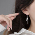 wholesale Metal Material S925 Sterling Silver Long Triangular Ear Thread Women Korean Style Minimalist Geometric Ear Chain Earring E8673-0-0