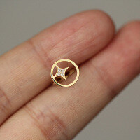 wholesale 9K Solid Gold Zircon Moonlight Star Fashionable Korean Style Hoop Earrings-9K per price