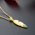 wholesale S925 Silver Japanese Korean Women's Vintage Creative Feather Enamel Pendant Necklace, Minimalist Versatile Accessory for Dropshipping-0-2