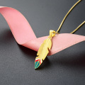 wholesale S925 Silver Japanese Korean Women's Vintage Creative Feather Enamel Pendant Necklace, Minimalist Versatile Accessory for Dropshipping-0-1