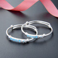 wholesale 999 Silver Simple Enamel Auspicious Ruyi Children's Silver Bracelet for Babies and Infants, Adjustable Loop Bangle for Full Moon Celebration-0-1