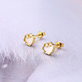 wholesale 9K gold jewelry, light luxury Chinese-style auspicious cloud white shell "Good Luck" earrings, minimalist and elegant-0-1