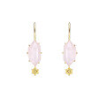 wholesale 9K gold Japanese-style light jewelry irregular pink crystal earrings for women, elegant and versatile ear hooks, new gift for best friend-0-4