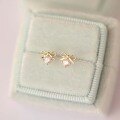 wholesale 9K Gold Zircon Bow Cute Butterfly Knot Daily Korean Ear Studs-0-0