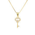 wholesale 925 Sterling Silver Women's Diamond-Embedded Key Necklace, Small Luxury Niche Design, Gold-Colored Zircon Pendant Collarbone Chain for Valentine's Day-0-4
